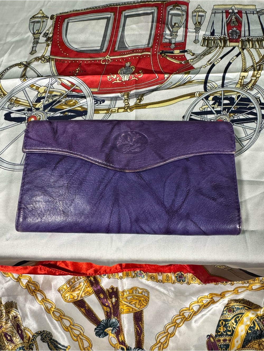 Buxton Purple Leather Envelope Clutch